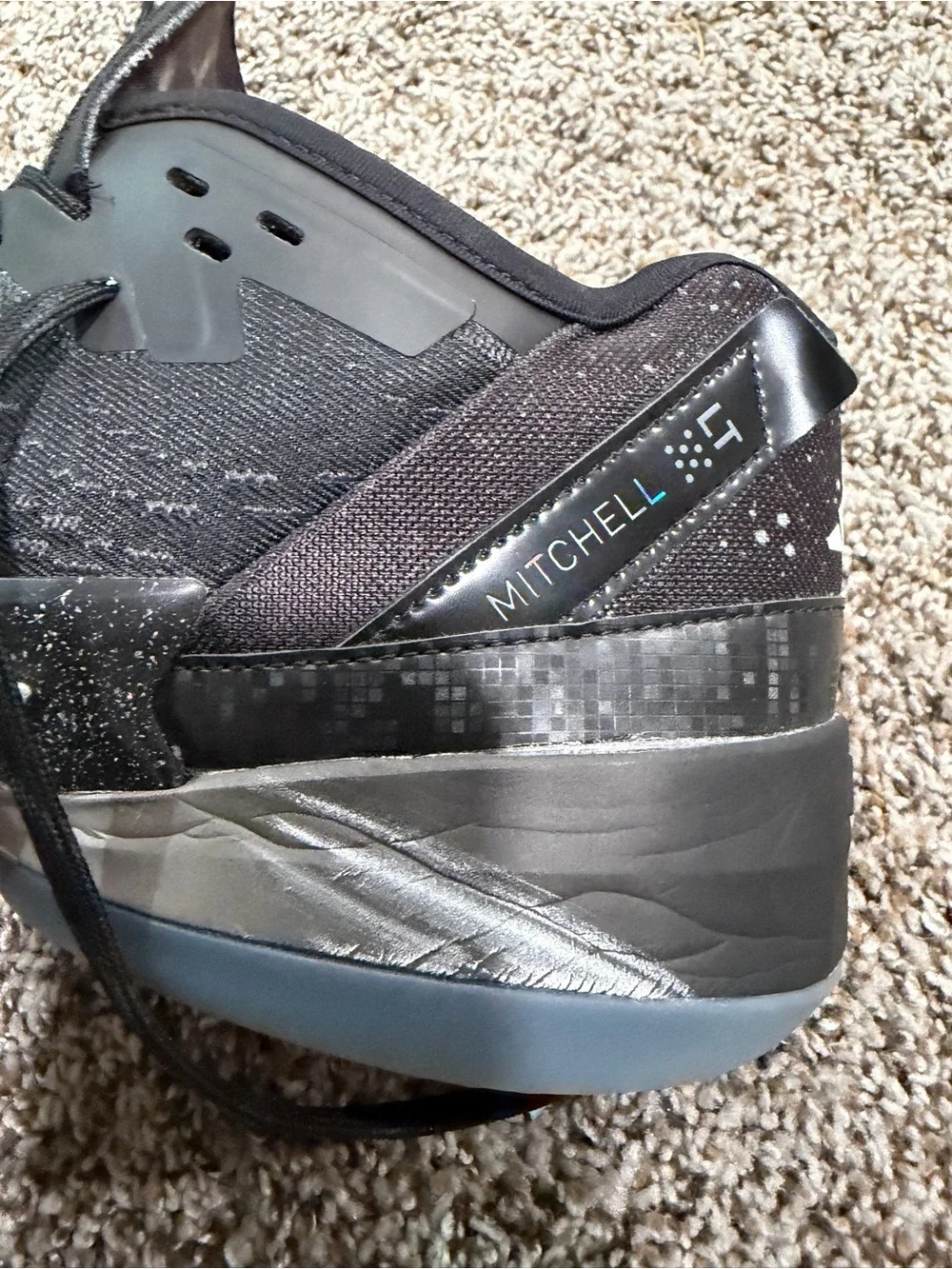 adidas Men's D.O.N Issue #4 Black Sneaker with Bright Blue Three Stripes